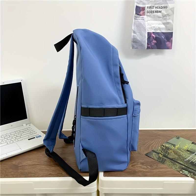 Minimalist Solid Zipper Backpack Preppy Storage School Bag All Match Rucksack