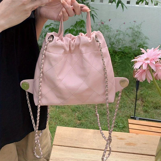 Minimalist Drawstring Storage Backpack Solid Shoulder Bag