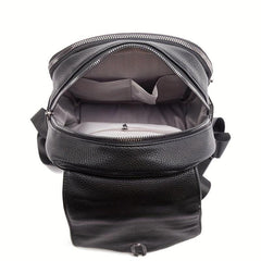 Solid Flap Backpack Preppy Style Bookbag Casual Daypack