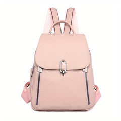 Solid Flap Backpack Preppy Style Bookbag Casual Daypack