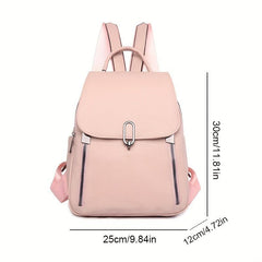 Solid Flap Backpack Preppy Style Bookbag Casual Daypack