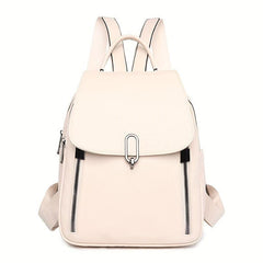 Solid Flap Backpack Preppy Style Bookbag Casual Daypack