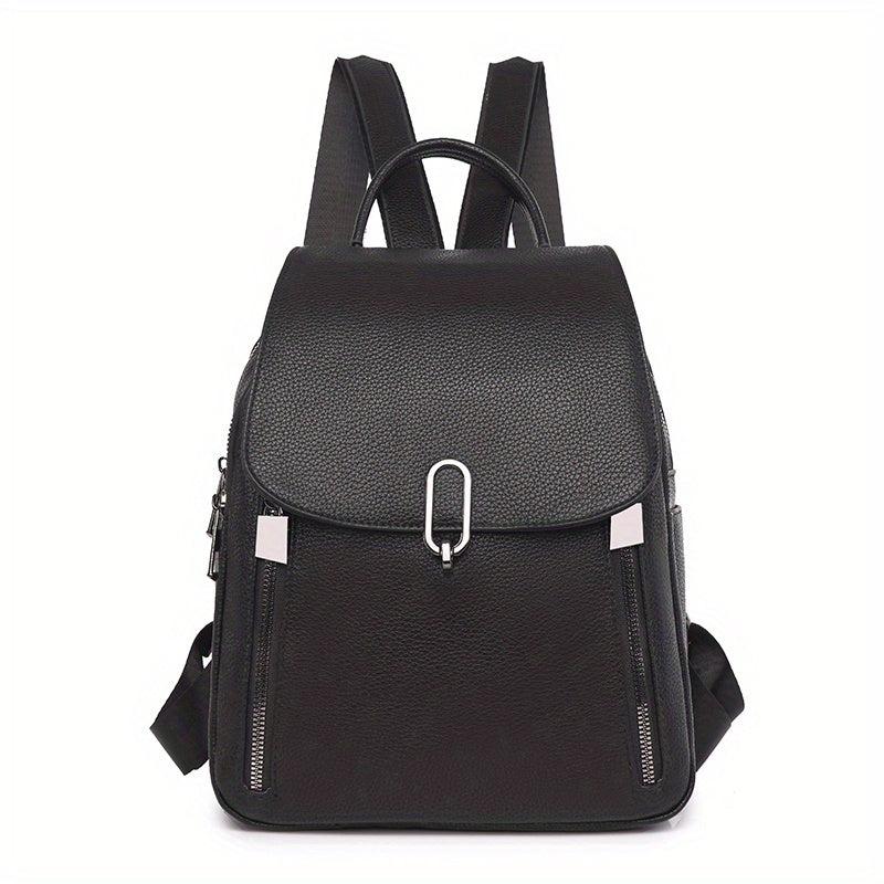 Solid Flap Backpack Preppy Style Bookbag Casual Daypack