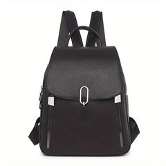 Solid Flap Backpack Preppy Style Bookbag Casual Daypack