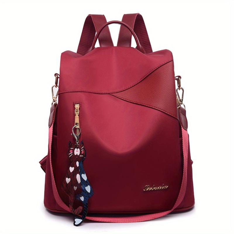Minimalist Zipper Backpack Solid Casual Rucksack Lightweight Storage Bag