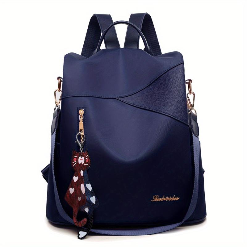 Minimalist Zipper Backpack Solid Casual Rucksack Lightweight Storage Bag