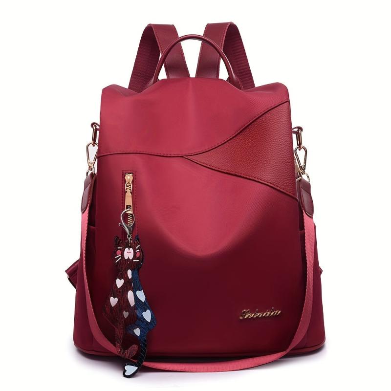 Minimalist Zipper Backpack Solid Casual Rucksack Lightweight Storage Bag