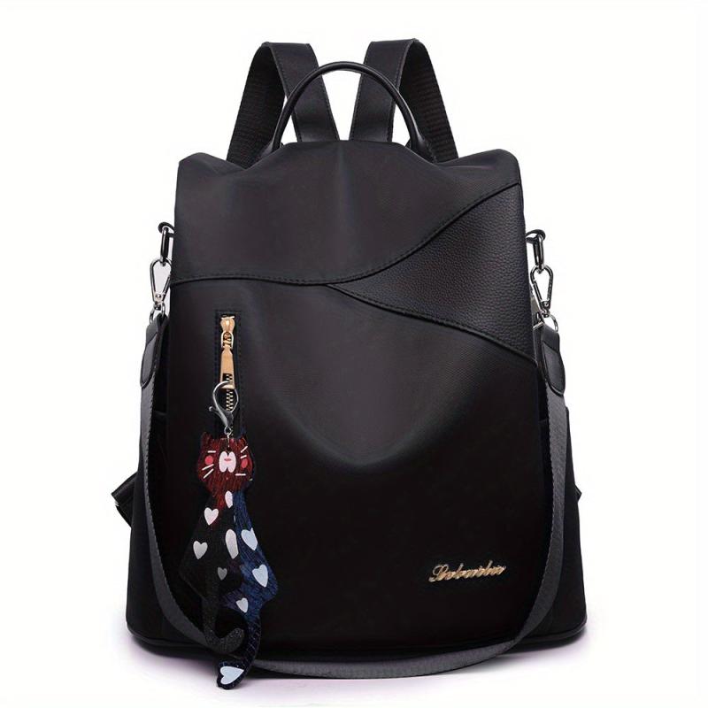 Minimalist Zipper Backpack Solid Casual Rucksack Lightweight Storage Bag