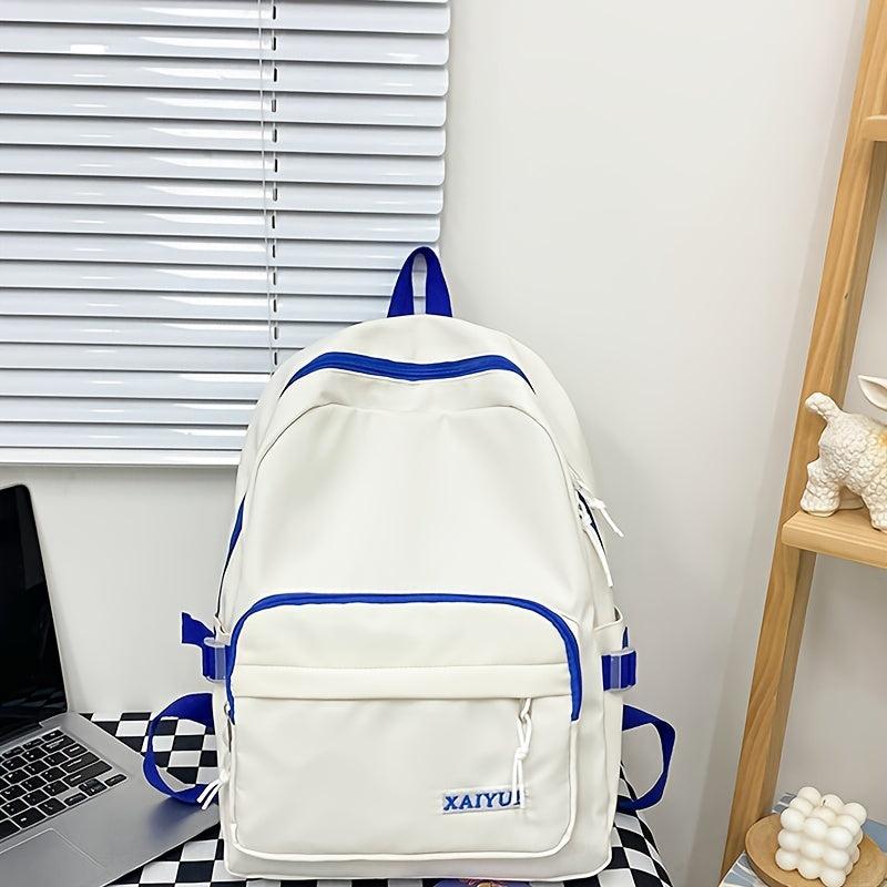 Colorblock Zipper Rucksack Large Storage Backpack Women's School Bag