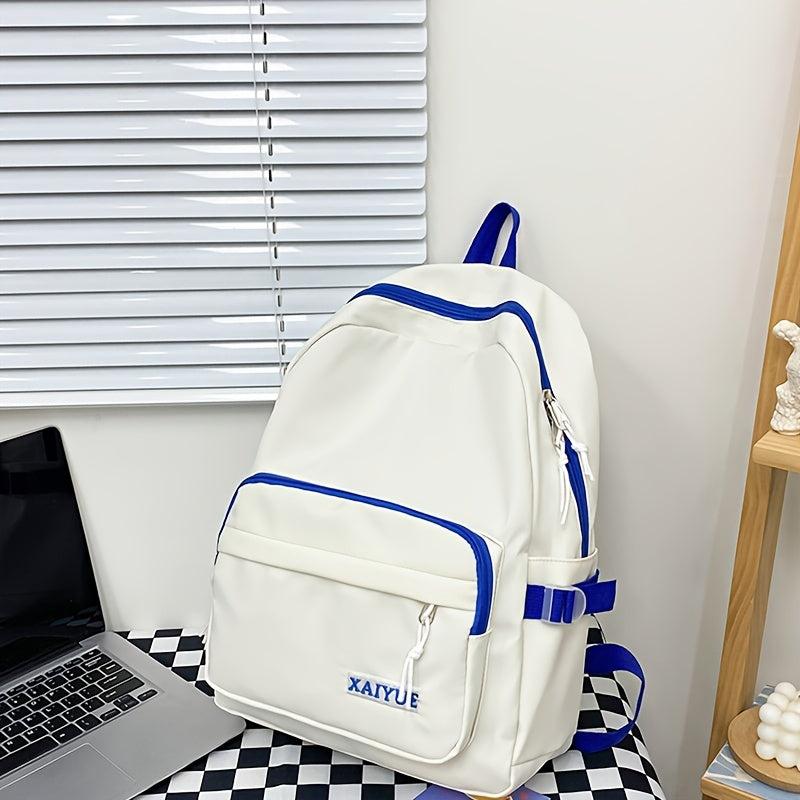 Colorblock Zipper Rucksack Large Storage Backpack Women's School Bag