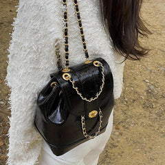 Mini Bucket Backpack PU Leather Shoulder Bag Women's Handbag