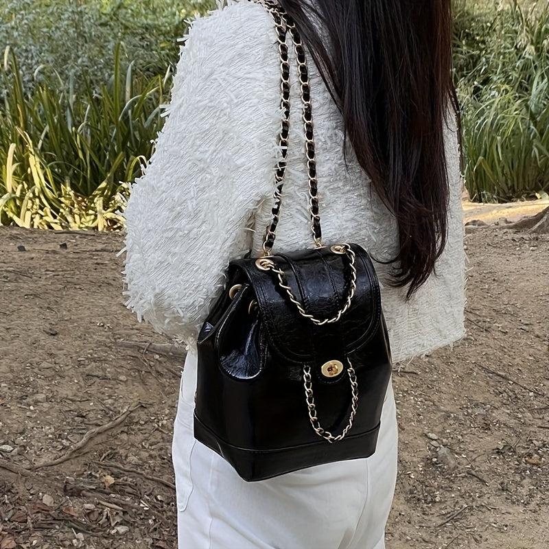 Mini Bucket Backpack PU Leather Shoulder Bag Women's Handbag