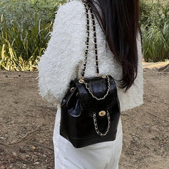 Mini Bucket Backpack PU Leather Shoulder Bag Women's Handbag