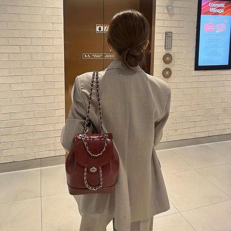 Mini Bucket Backpack PU Leather Shoulder Bag Women's Handbag