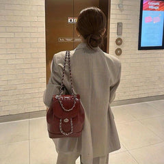 Mini Bucket Backpack PU Leather Shoulder Bag Women's Handbag