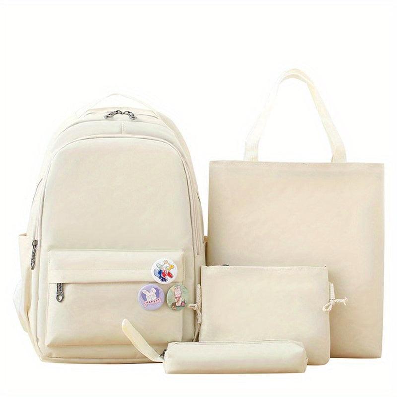 Preppy Style 4Pcs Backpack Set Lightweight for School & Travel