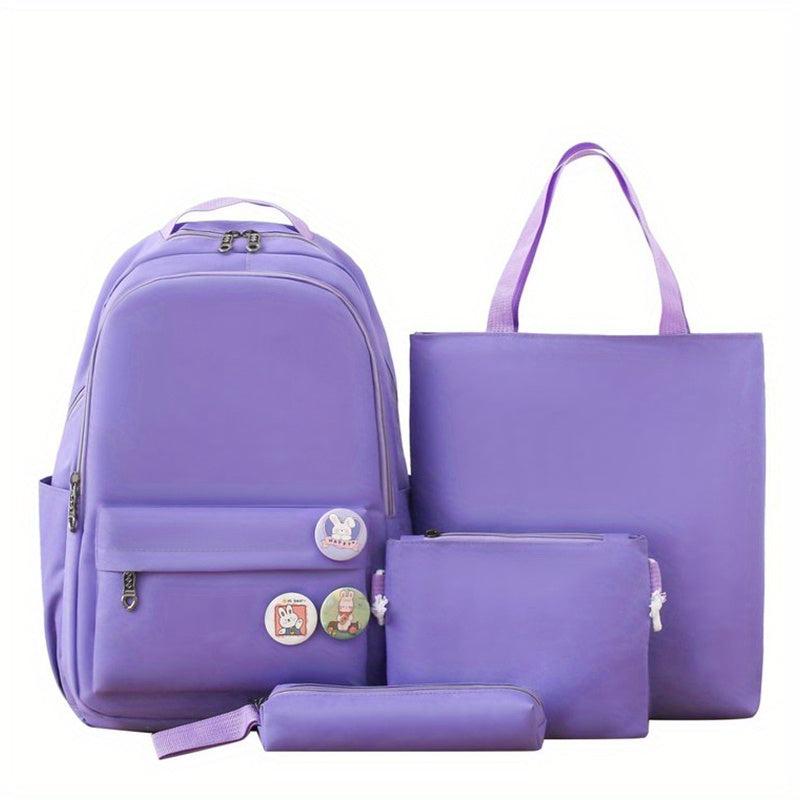 Preppy Style 4Pcs Backpack Set Lightweight for School & Travel