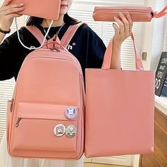 Preppy Style 4Pcs Backpack Set Lightweight for School & Travel