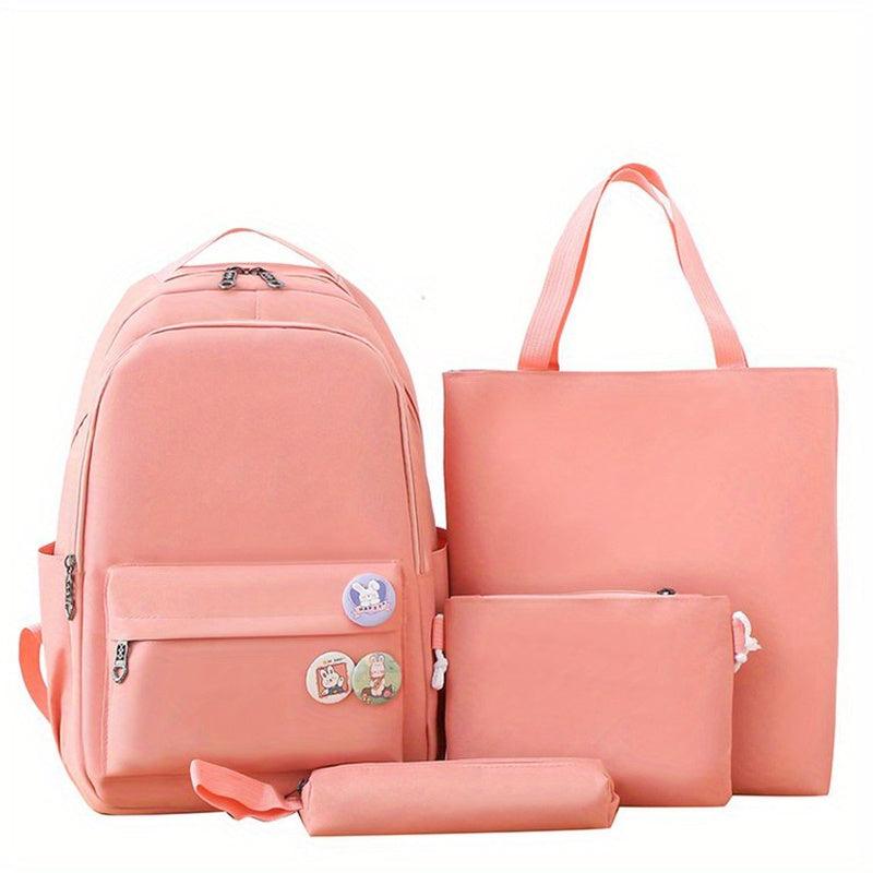 Preppy Style 4Pcs Backpack Set Lightweight for School & Travel