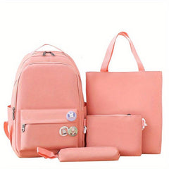 Preppy Style 4Pcs Backpack Set Lightweight for School & Travel