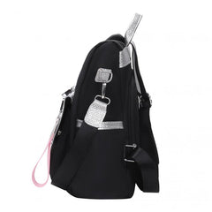 Nylon School Backpack Women's Large Capacity Silver Patch Work & Travel