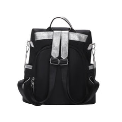 Nylon School Backpack Women's Large Capacity Silver Patch Work & Travel