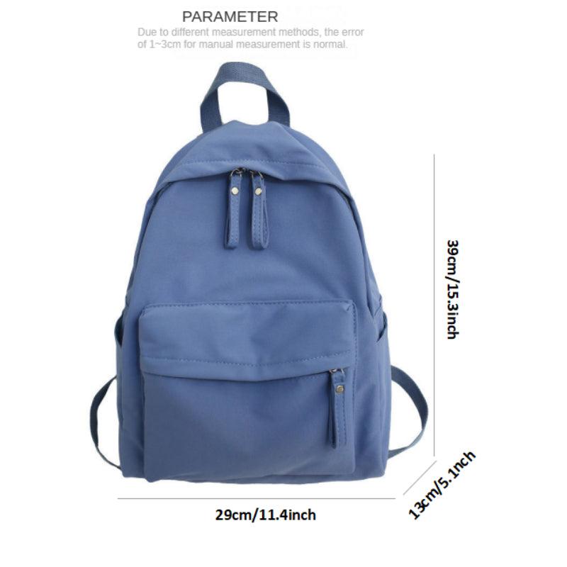 Minimalist Solid Backpack Zipper Preppy School Bag All Match