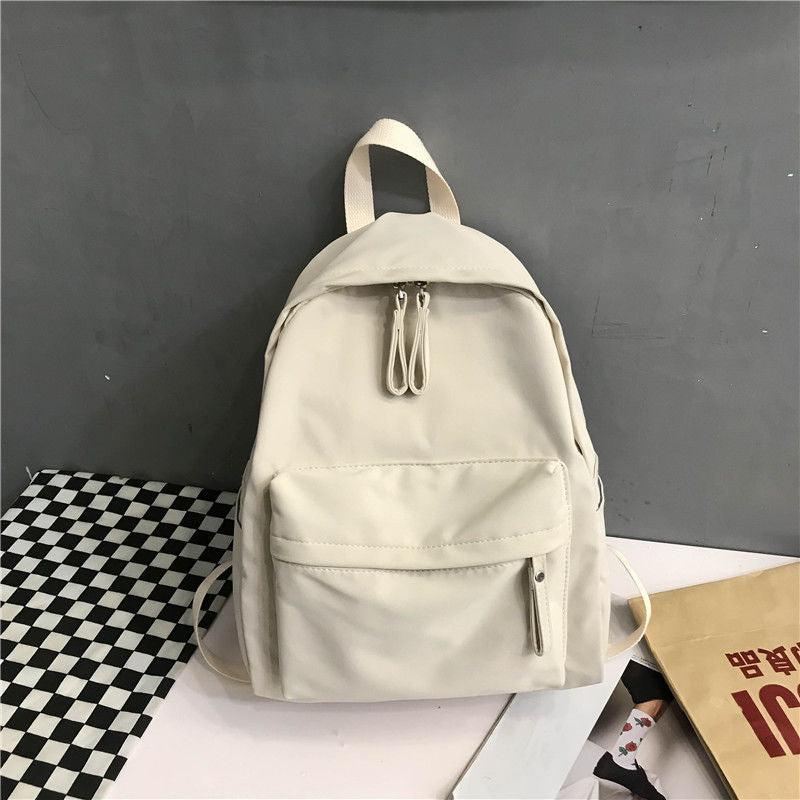 Minimalist Solid Backpack Zipper Preppy School Bag All Match