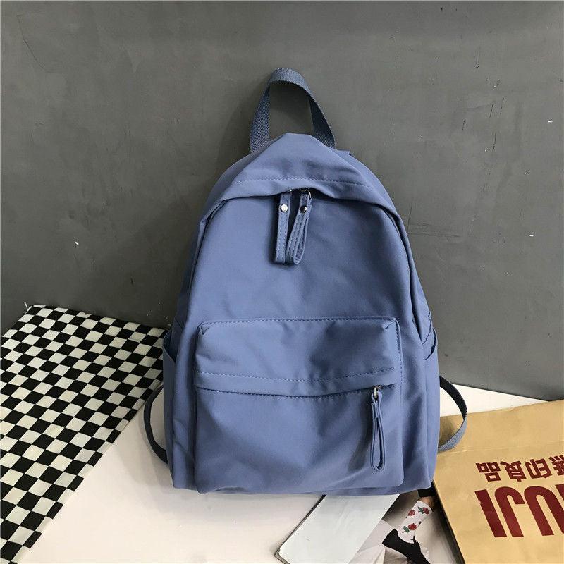 Minimalist Solid Backpack Zipper Preppy School Bag All Match