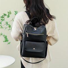 Stylish Large Capacity PU Leather Backpack for School and Travel