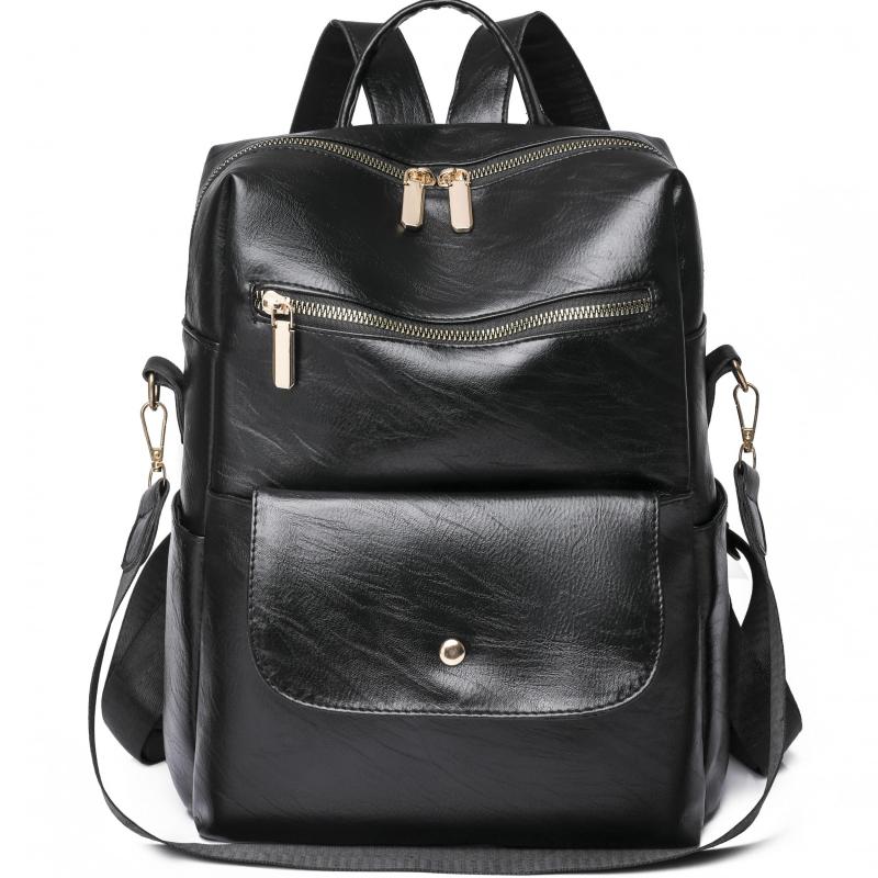 Stylish Large Capacity PU Leather Backpack for School and Travel