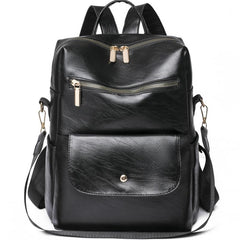 Stylish Large Capacity PU Leather Backpack for School and Travel