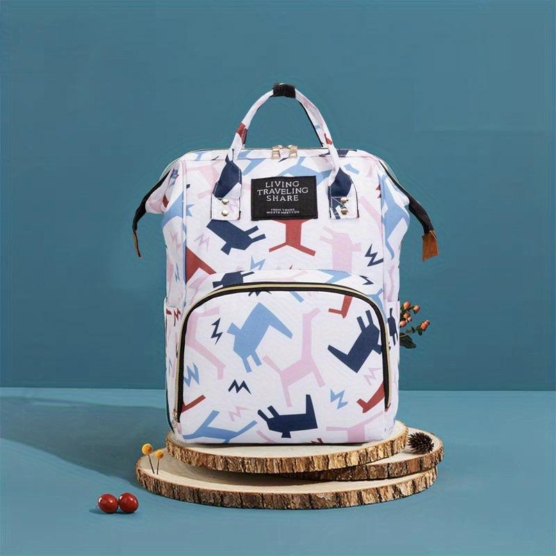 Geometric Pattern Backpack Large Capacity Diaper Bag Lightweight Rucksack
