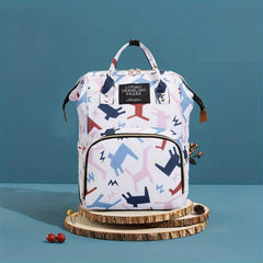 Geometric Pattern Backpack Large Capacity Diaper Bag Lightweight Rucksack