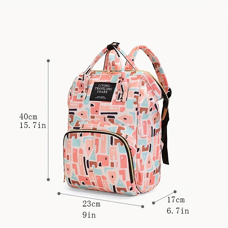 Geometric Pattern Backpack Large Capacity Diaper Bag Lightweight Rucksack
