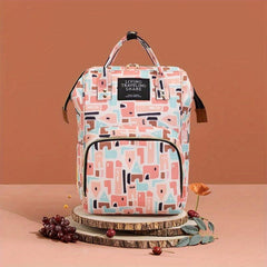 Geometric Pattern Backpack Large Capacity Diaper Bag Lightweight Rucksack