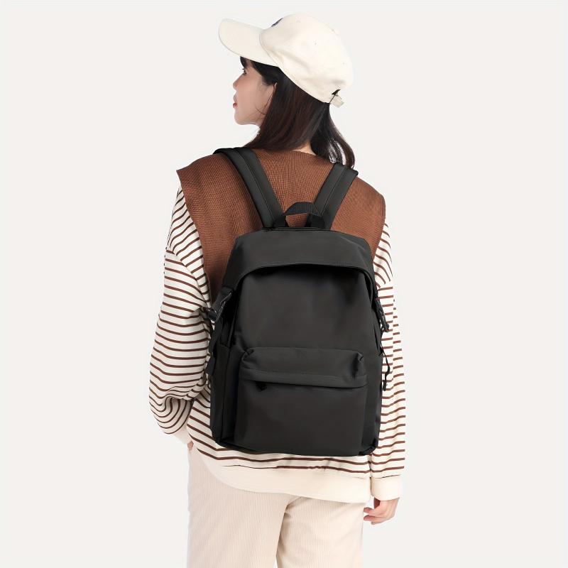 Solid Minimalist Preppy Backpack Zipper Rucksack Classic School Daypack