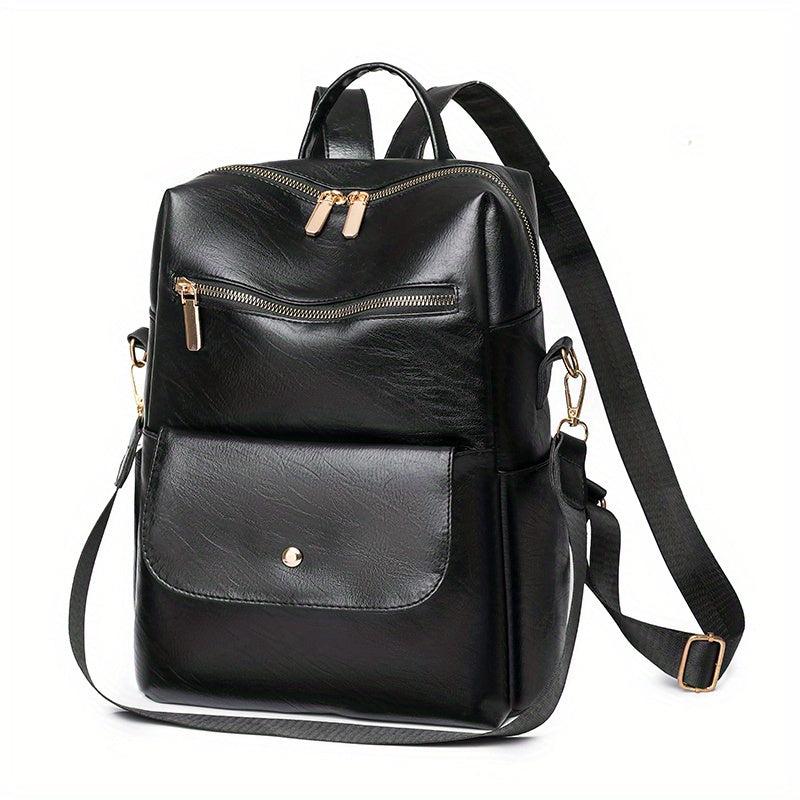 Vintage PU Leather Backpack Purse Two Way Shoulder Bag
