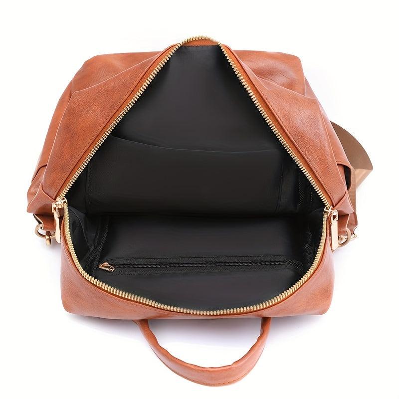Vintage PU Leather Backpack Purse Two Way Shoulder Bag