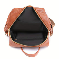 Vintage PU Leather Backpack Purse Two Way Shoulder Bag