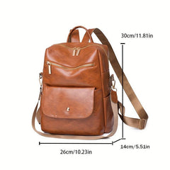 Vintage PU Leather Backpack Purse Two Way Shoulder Bag
