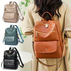 Vintage PU Leather Backpack Purse Two Way Shoulder Bag