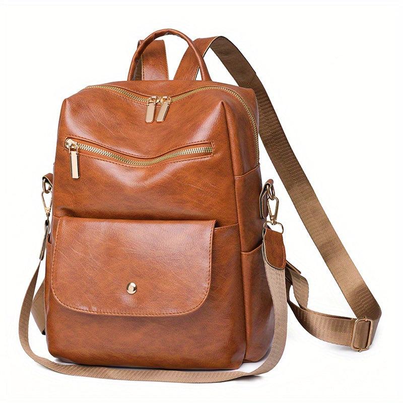 Vintage PU Leather Backpack Purse Two Way Shoulder Bag