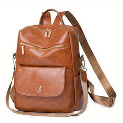 Vintage PU Leather Backpack Purse Two Way Shoulder Bag