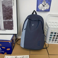 Colorblock Nylon Student Backpack Preppy Style School Bag Large Capacity