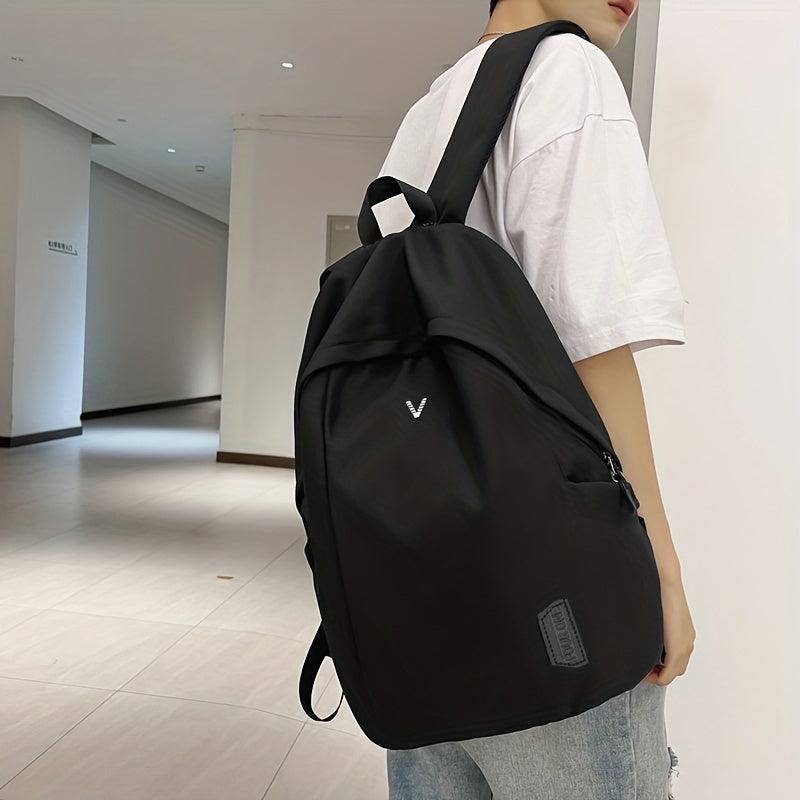 Colorblock Nylon Student Backpack Preppy Style School Bag Large Capacity