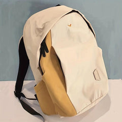 Colorblock Nylon Student Backpack Preppy Style School Bag Large Capacity