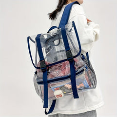 Clear Flap Backpack Waterproof PVC Daypack