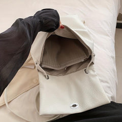 Large Capacity PU Leather Backpack Textured School Tote Travel Bag