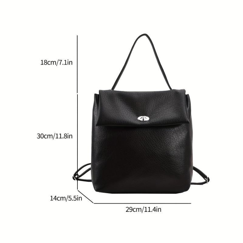 Large Capacity PU Leather Backpack Textured School Tote Travel Bag